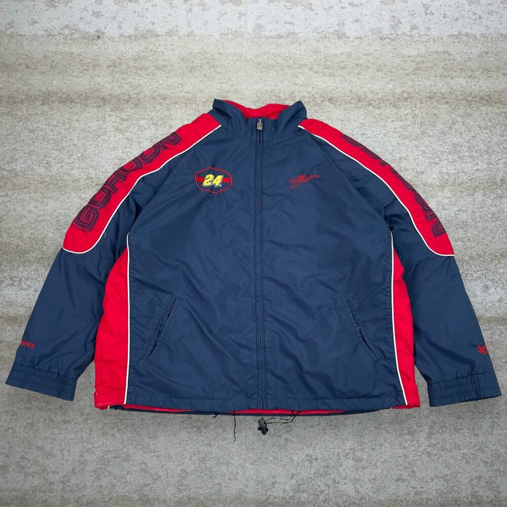 Vintage 90s Nascar Jeff Gordon Windbreaker Jacket Mens 2XL Navy Blue Crimson Red